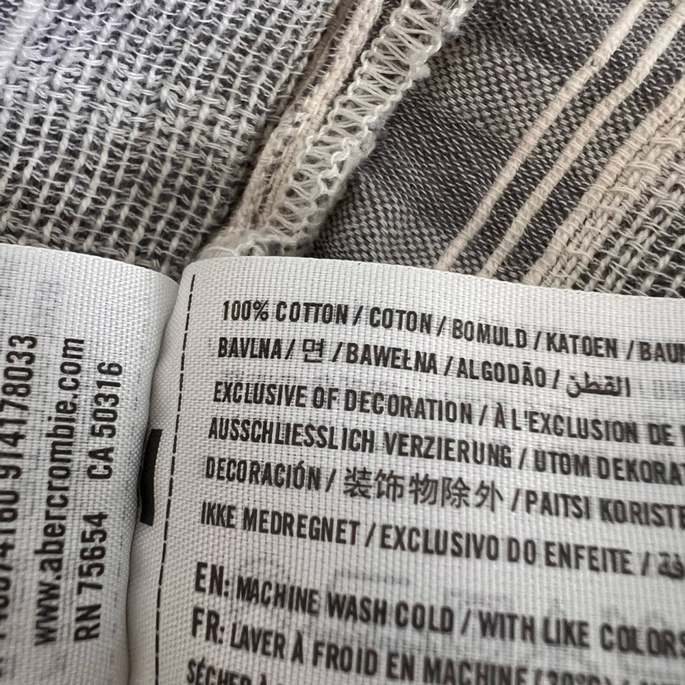 Abercrombie & Fitch 100% Cotton Blue and White Striped Casual Button Down Shirt. - Picture 3 of 4